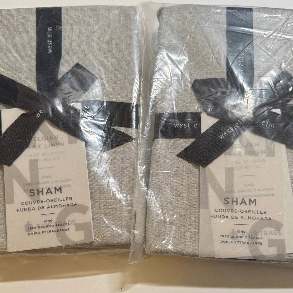 NIP Two West Elm Gray Belgium Linen Sham king